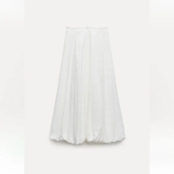 Zara ZW Collection Voluminous Skirt with Cutwork Embroidery Sz-L - Picture 6 of 11